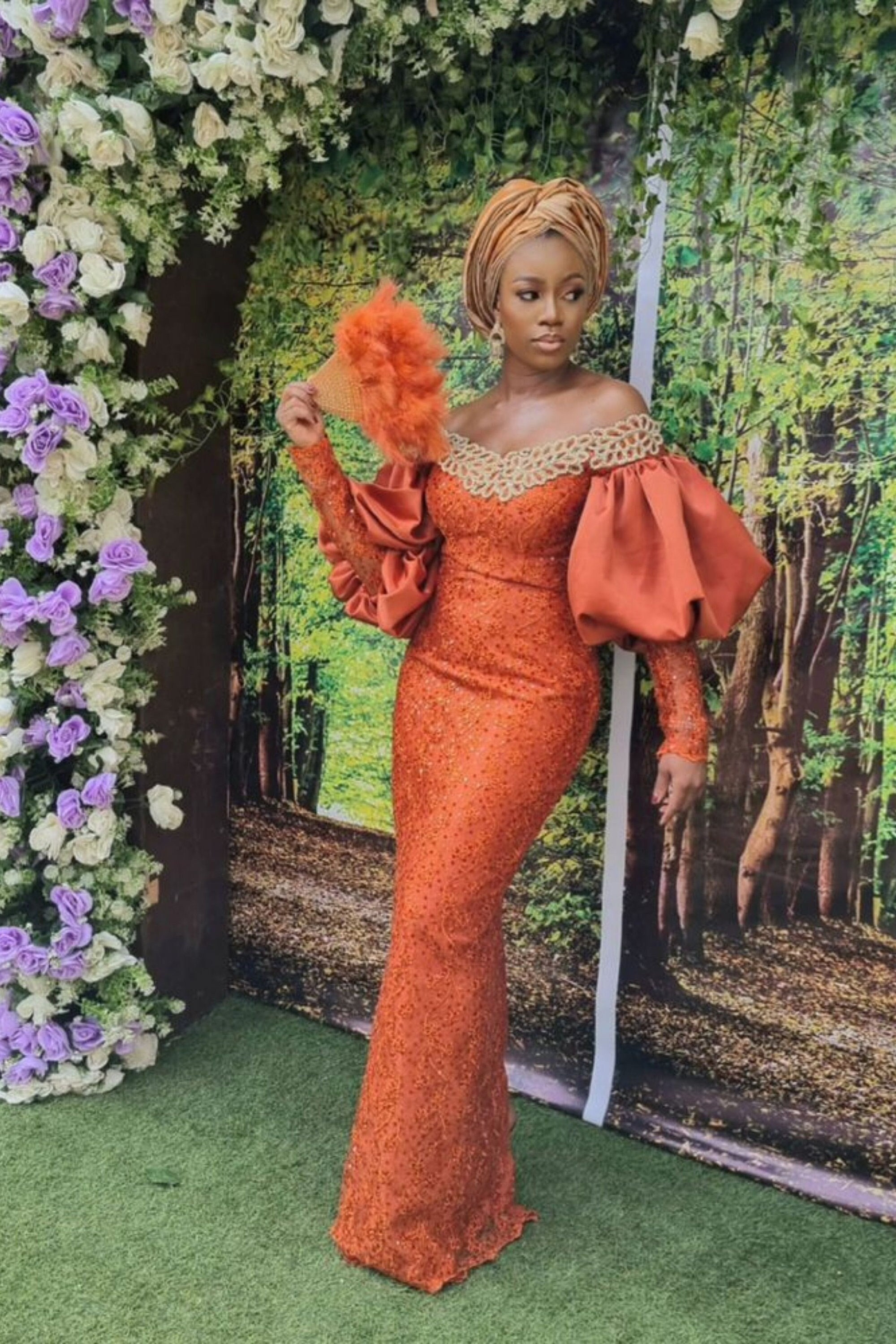Burnt Orange Nigeria u0026 Africa Lace Dress. Mermaid Asoebi - Etsy UK