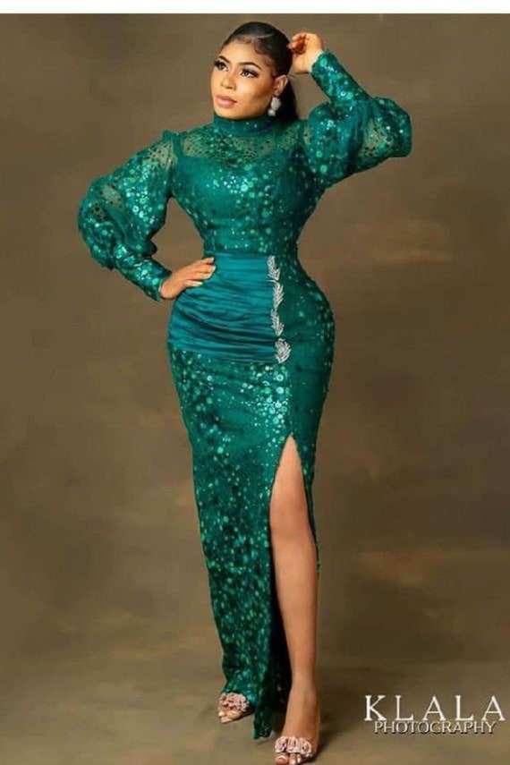 Emerald Green Nigeria & Africa Lace Dress. Mermaid Asoebi - Etsy