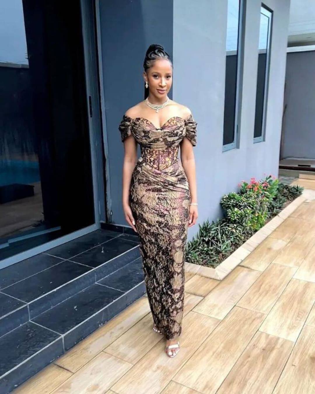 Nigerian Damask Lace Dress/luxurious Wedding Guest Etsy
