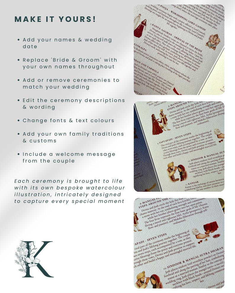 Hindu Wedding Ceremony Guide | Illustrated Order of Service (Digital Download) image 6