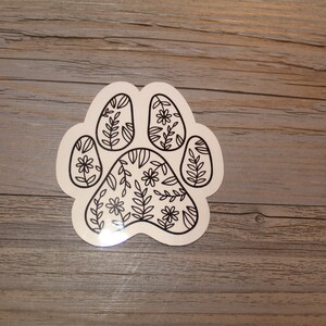 Floral Dog Paw Sticker | Paw Print Sticker | Dog Sticker | Vinyl Sticker | Water Bottle | Waterproof Sticker