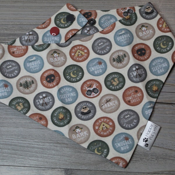 Adventure Dog Bandana | Dog Scout Badge Bandana | Summer Dog Bandana | Camping Dog Bandana | Snap Dog Bandana | Over The Collar Dog Bandana