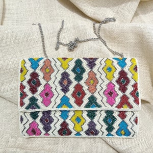Modern Marrakesh Bohemian Seed Beaded Clutch Bag Crossbody Handbag