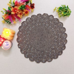 Handmade bead placemat, beaded charger, beaded table mat, Charger Plate Beaded Mat, Living Room Decor, Elegant Decorative