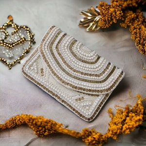 Beaded Clutch Bag, Crossbody Bag, Seed Bead Clutch Bag, Preppy Clutch Bag, Gift for Her Bohemian Seed Beaded Clutch Bag Crossbody Handbag