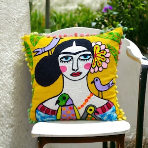 SET OF 2 Throw Pillow Cover, Decorative Cushion Case 16X16, Mexican Artist Cushion Case Outdoor Cushion Case, Classic Cushion Case