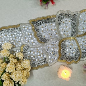 Handmade beaded table runner, handmade beaded spring runner, floral, table runner and placemat beaded runner for spring