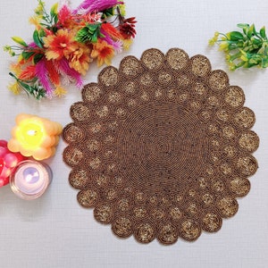 Handmade Beaded Placemats beaded charger, beaded table mat, embroidered Centrepiece Tablemat