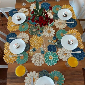 Beads Bloom Runner ( 90cm x 35cm) Handmade Beaded Runner, Handmade table runner, luxury beaded runner