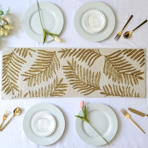 WHOLESALE Beaded White and Gold Runner And Placemat