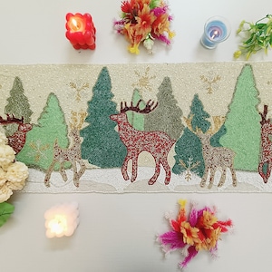 Christmas Reindeer Style Handmade Beaded Table Runner