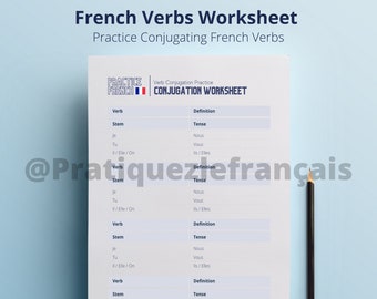 Practice Conjugating French Verbs | French Verb Conjugation Practice | Printable French Conjugation Practice Worksheet