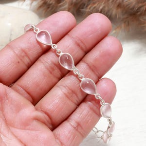 Rose Quartz Teardrop Necklace: Sterling Silver Healing Crystal Pendant