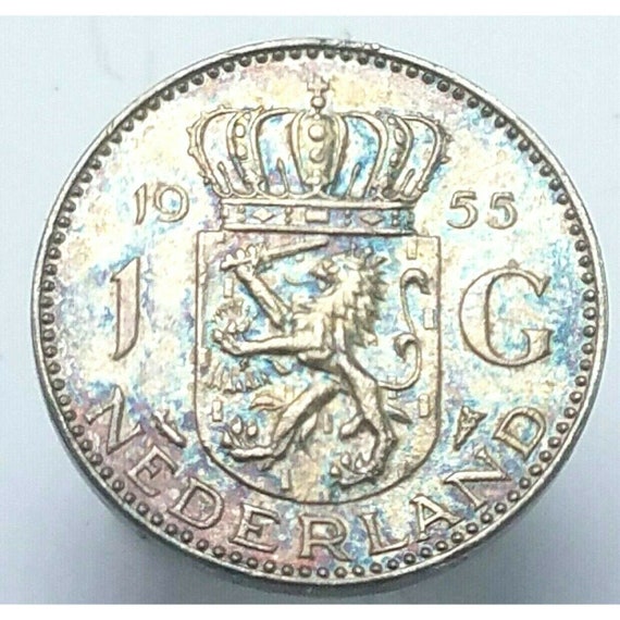 Netherlands 1955 Julianna 1 Gulden .720 Silver Co… - image 3
