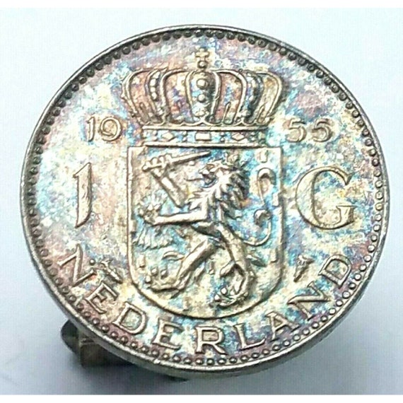 Netherlands 1955 Julianna 1 Gulden .720 Silver Coi
