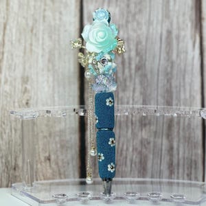 Schöne blaue Blumen blau Perle-Blume Stift, Strass Stift, handgemachte Perlenstifte