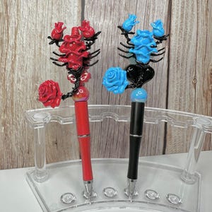 Scorpion rose pen. Unique gift, beautiful Beaded Pen, Handmade Beadable Pens, refillable ink.