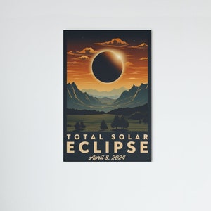 Solar Eclipse Vintage Travel Poster | Eclipse 2024 Wall Art Print | Total Solar Eclipse Printable Home Decor | Eclipse Digital Download Gift