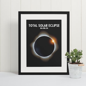 Total Solar Eclipse 2024 Digital Print | Eclipse Wall Art | Eclipse 2024 Printable Home Decor | Solar Eclipse Digital Download Gift