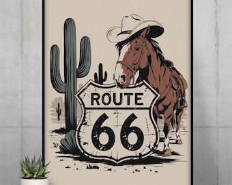 Route 66 Wall Art | Historic Highway Digital Print | Instant Download | Mother Road Souvenir Home Decor | Western Road Trip Printable Poster