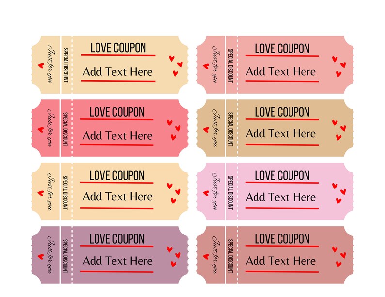 Customizable Love Coupons, Love Voucher, Gift for Him, Gift for Her, Printable Coupon ...