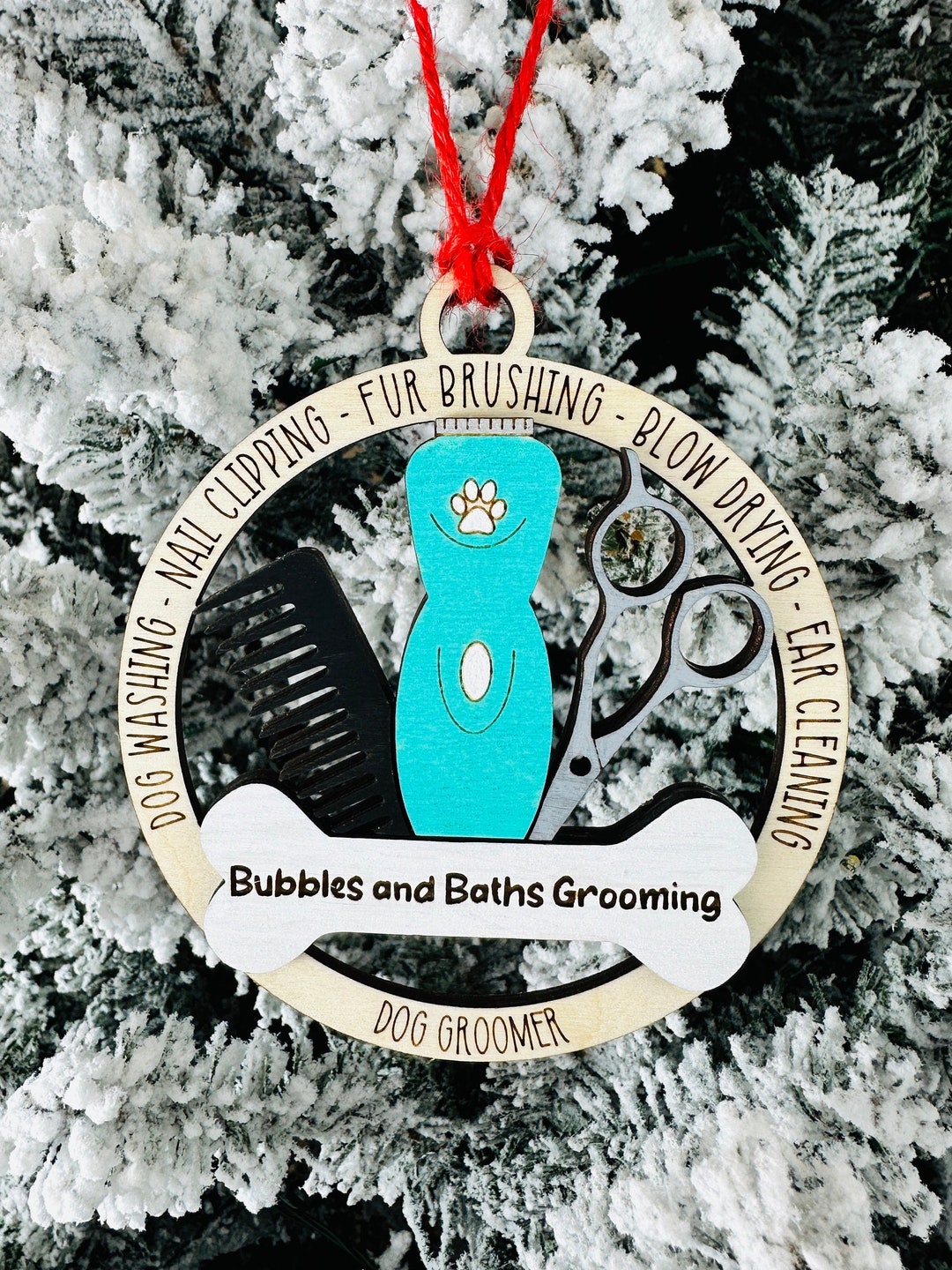 Dog Groomer Christmas Ornament Grooming Personalized Laser Engraved Etsy