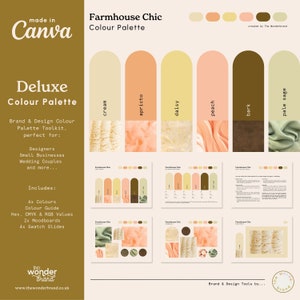 Deluxe Farmhouse Brand Palette. Editable Canva Colour Palette with Hex Codes. Small Business Branding Kit. Farmhouse Colour Palette Kit