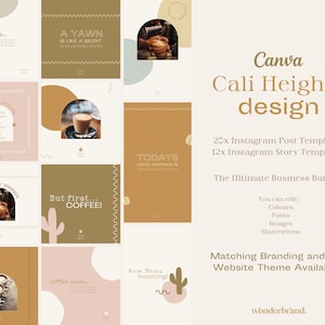 Boho Instagram Canva Templates. Boho Social Media Templates for Canva. Instagram Post & Story Templates. Boho Social Media Templates