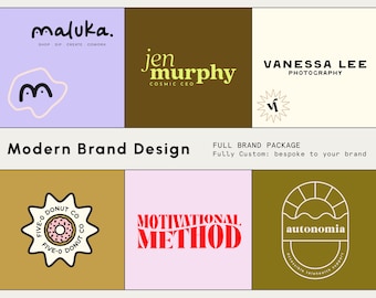 Custom Modern Logo Design, Feminine Branding Package