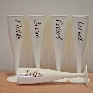Personalised Champagne Flute, 175ml White Flutes, Hen Do Glasses, Party Decor, Wedding Favours, Bridal Party, Bridesmaids Gifts, Weddings