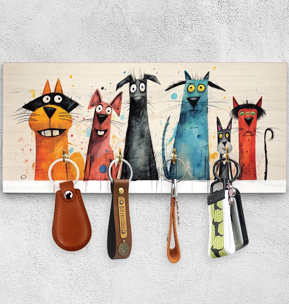 outlet clearance Funny Personalized Wood Photo Key Holder Decorative Key  for for Wall - Holder Cats .com: & Wooden Dogs - Funny Painting Key  Holder - Funny art 