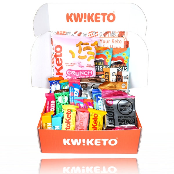 Keto Snack Box, Premium-Qualität Auswahl an britischen und amerikanischen Keto & kohlenhydratarmen Snacks, Geschenkboxen für sie / ihn