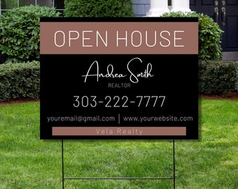 Open House Yard Sign, Real Estate Open House, Open House Template, Realtor Marketing Tools, Digital Real Estate Template, Canva Design