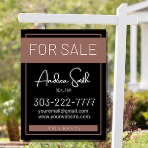 Real Estate For Sale Sign, Real Estate Yard Sign, Canva Template, Real Estate Digital Template, Modern For Sale Sign, Open House Sign