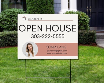 Open House Yard Sign, Real Estate Open House, Open House Template, Realtor Marketing Tools, Digital Real Estate Template, Canva Design