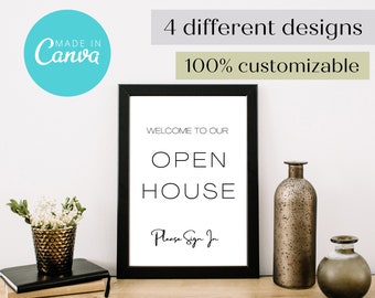 Real Estate Open House Welcome Sign, Open House Template, Realtor Marketing, Digital Real Estate Template, Canva Design, Digital Prints