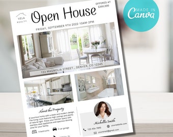 Open House Flyer, Real Estate Flyer Template, Canva Real Estate, Open House Sign, Real Estate Marketing, Modern Real Estate Marketing