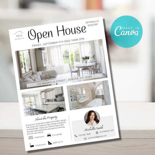 Open House Flyer, Real Estate Flyer Template, Canva Real Estate, Open House Sign, Real Estate Marketing, Modern Real Estate Marketing