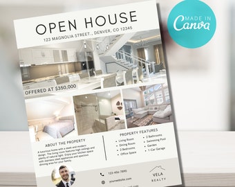 Open House Flyer, Real Estate Flyer Template, Canva Real Estate, Open House Sign, Real Estate Marketing, Modern Real Estate Marketing