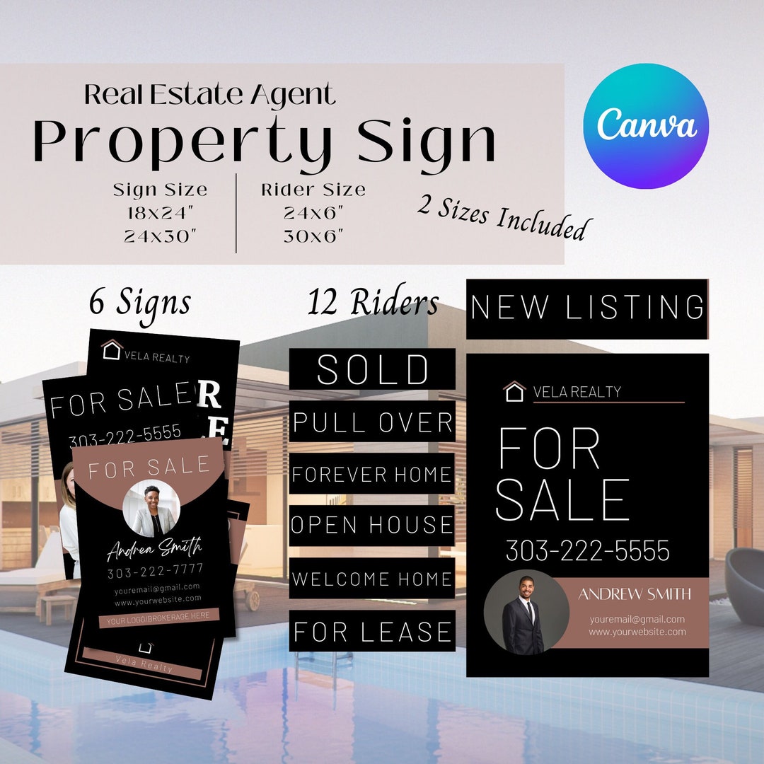 Real Estate for Sale Sign With Rider, Real Estate Bundle, Riders