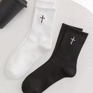 JESUS Socks, WALK by FAITH, Embroidered Cotton Unisex Socks, Faith Based Socks, Christian Crew Socks, Christian Apparel Gift