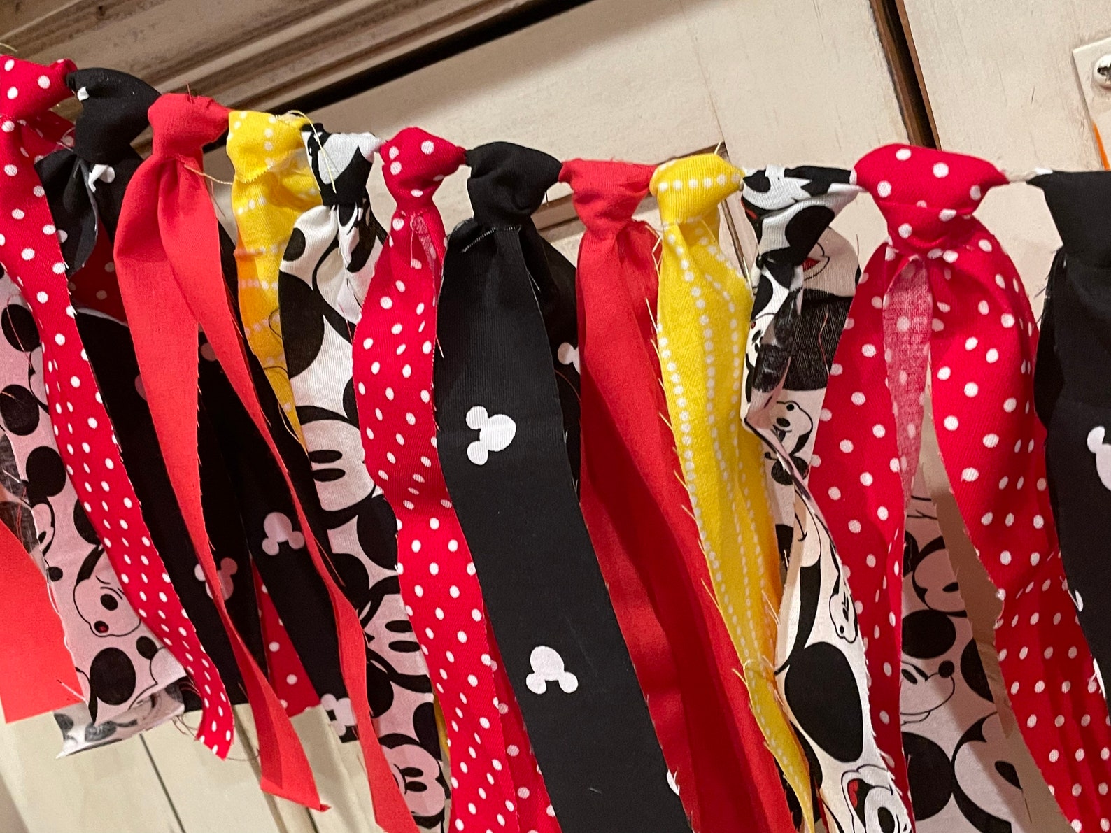 Mickey Mouse Fabric Rag Tie Banner - Etsy