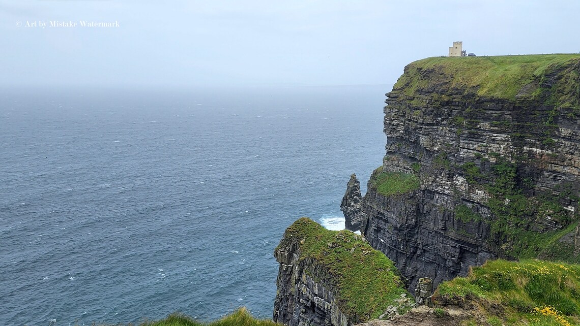 Cliffs of Moher Photo With Castle on the Hill - Etsy