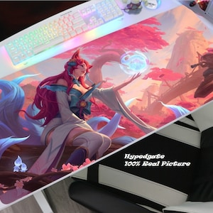 Ahri Gaming Mousepad XL Gaming MousePad Schreibtischmatte Glatte Oberfläche rutschfest Gummi MausPad Matte mit Designs für Büro und Gamer