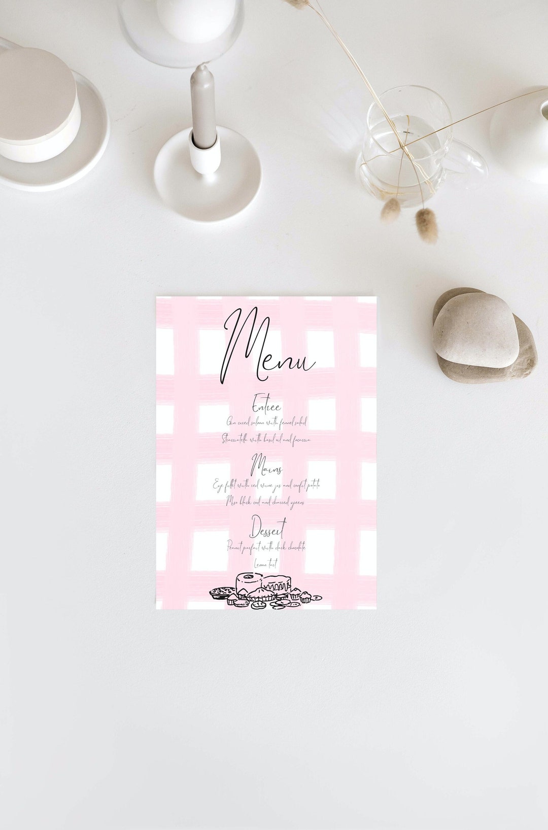 Pink Plaid Garden Party Menu Template Pink Check Birthday Etsy Pink Plaid Garden Party Menu Template Pink Check Birthday Etsy