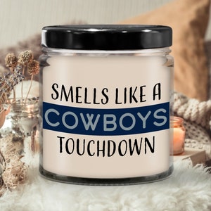 ça sent la bougie des Cowboys Touchdown | Bougie pour cadeau, bougie de soja parfumée, cadeau significatif, bougie coulée à la main, bio fait main, bougie