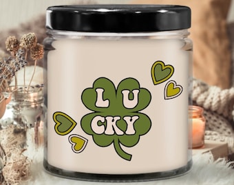 Lucky Shamrock St. Patricks Candle | Candle for gift, Scented soy candle, Meaningful gift, Hand poured candle, Organic handmade,Candle