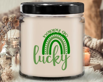 Happy Go Lucky Rainbow St. Patricks Candle |Candle for gift,Scented soy candle, Meaningful gift, Hand poured candle, Organic handmade,Candle