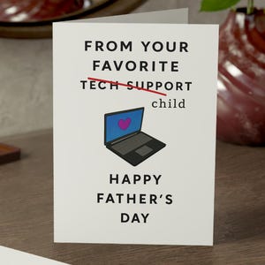 Lustige Vatertagskarte vom Lieblings-Tech-Support-Kind 5x7 Karte für Papa-Geschenk für ihn Kraft-Karte mit Umschlag Computer-Witz-Karte