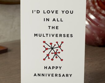 Multiverse Anniversary Card Id Love You in All the Universes Romantic Sci Fi Anniversary Card for Husband Boyfriend 5x7 Kraft